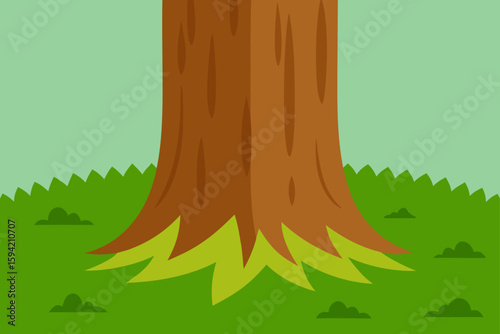 Woodland Trunk Bark Close Up With Moss Garnishes Design
