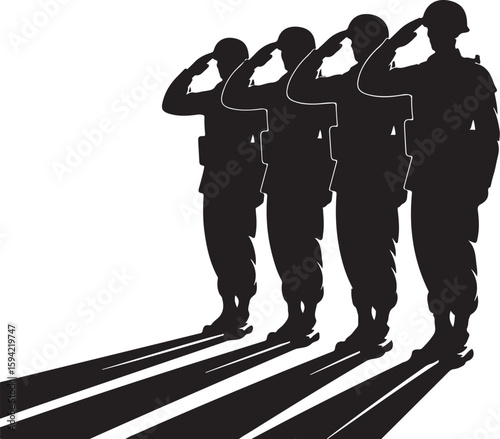 Saluting Soldiers with Shadows – Patriotic Vector

