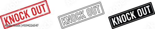 Knock out stamp vector illustration set in red black and outline for graphic design element use