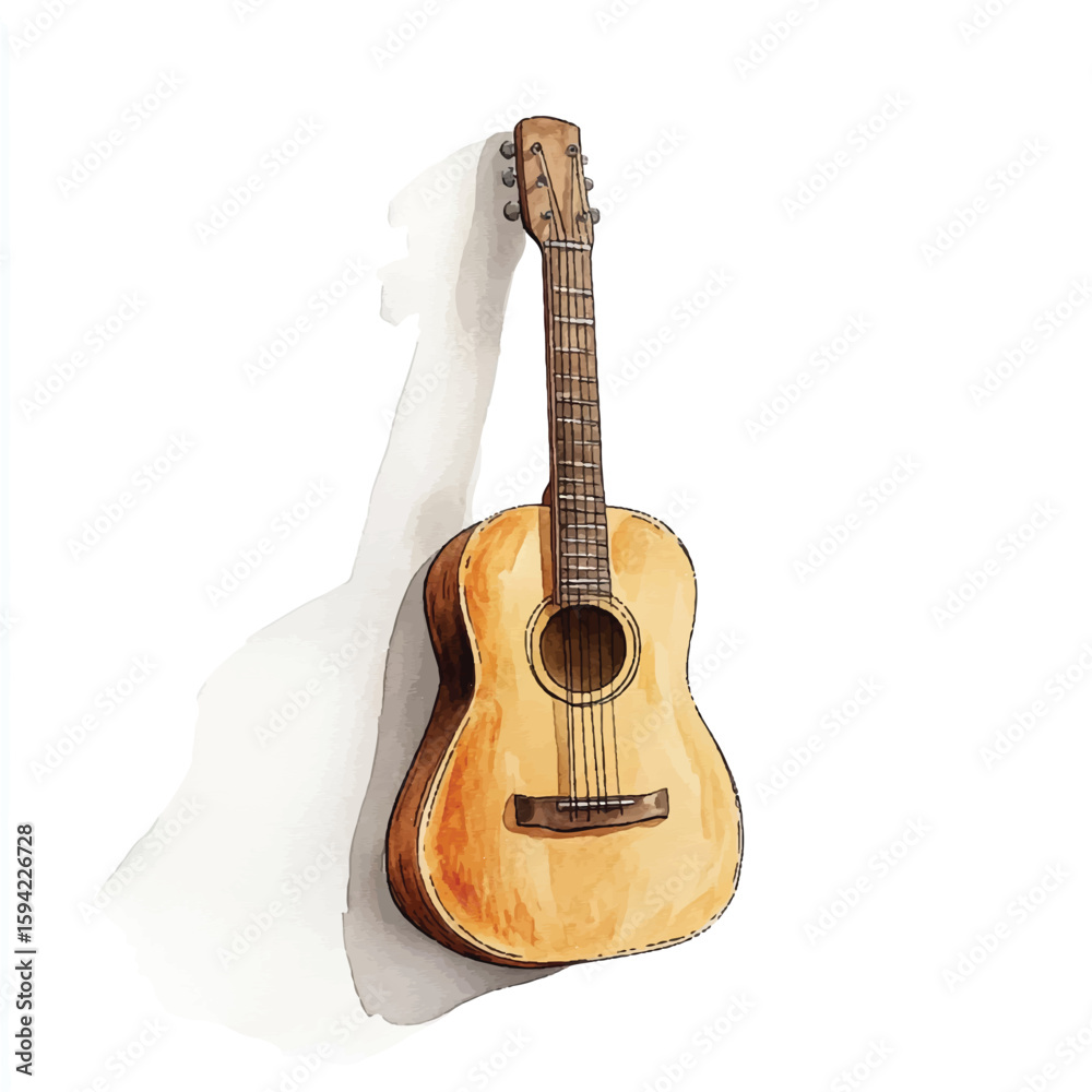 Obraz premium a cute acoustic guitar with wooden texture