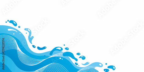 Dynamic Water Splash and Wave Vector Illustration