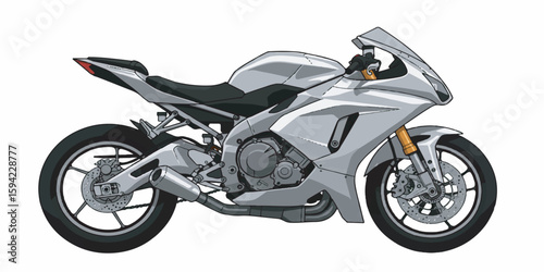 Sleek Motorcycle Side View Vector Illustration