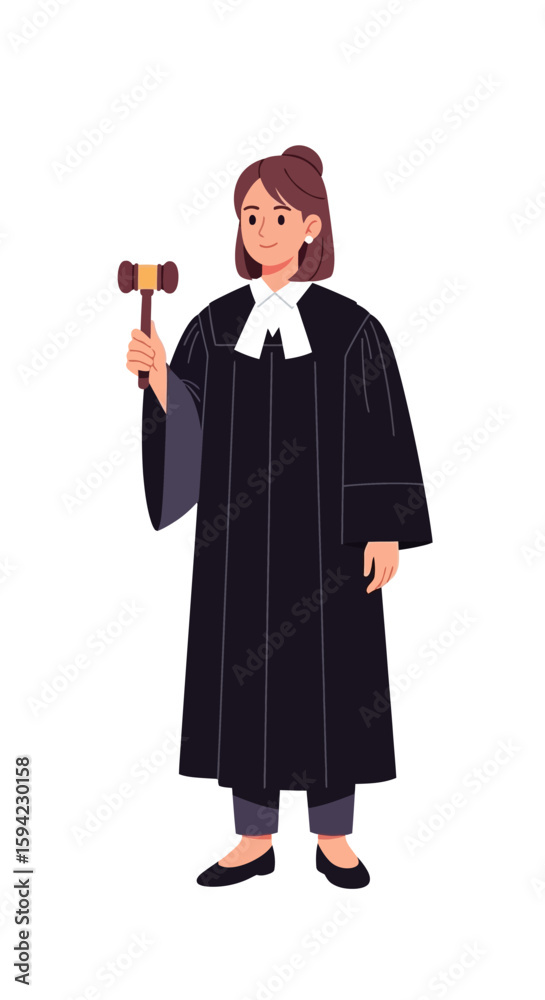 Female Judge in Courtroom Attire Holding Gavel Female Judge in Courtroom Attire Holding Gavel