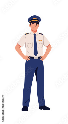 Male Pilot in Uniform with Confident Pose