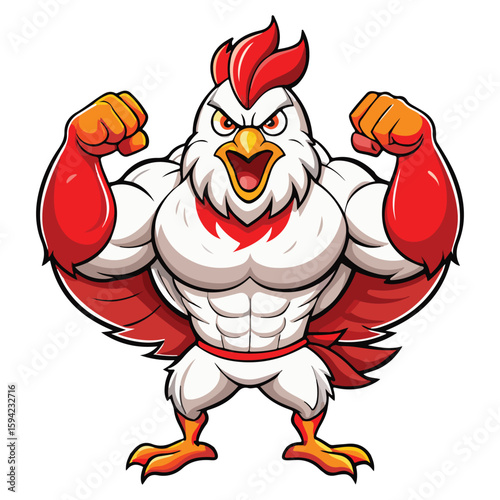 A drawing of a funny vector chicken illustration