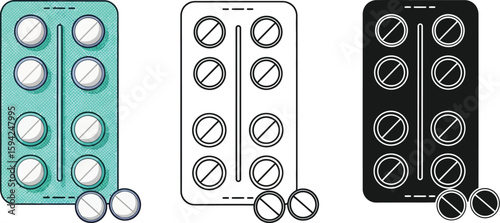 Find medicine pills blister pack vector illustration for healthcare and pharmaceutical concepts design 98