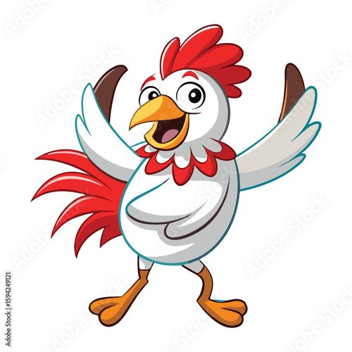 A drawing of a funny vector chicken illustration
