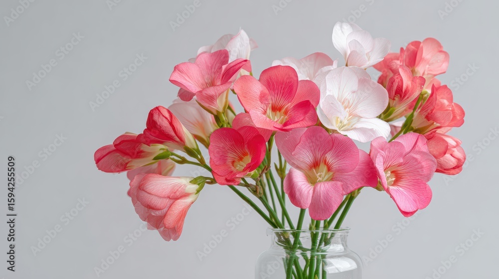 Obraz premium Pink Freesia Flowers Bouquet - Spring Floral Beauty