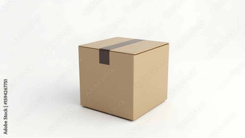 Realistic 3D Cardboard Box on White Background Realistic 3D Cardboard Box on White Background
