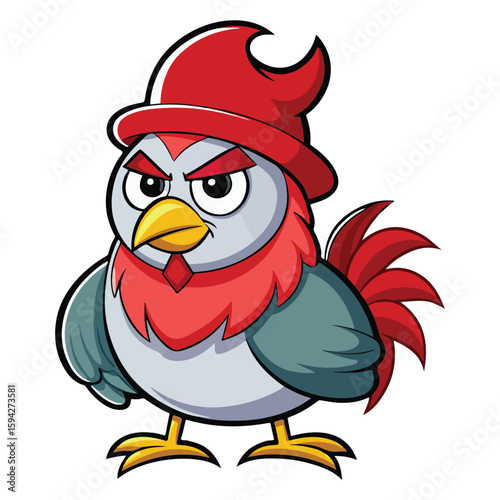 A drawing of a funny vector chicken illustration