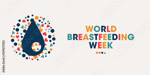 World Breastfeeding Week, Colorful Poster, Banner Design Template.
