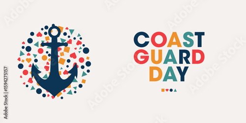 Coast Guard Day, Colorful Poster, Banner Design Template.
