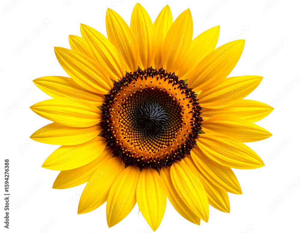 Fototapeta premium Macro Close-Up of a Sunflower Head Showing Seed Texture and Petal Veins Transparent Background PNG