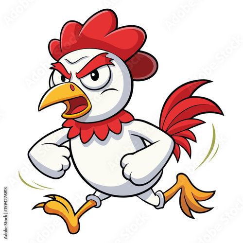 A drawing of a funny vector chicken illustration