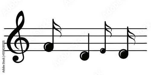 Sheet Music Harmony An Illustration of Musical Notation and Symbols for Treble Clef and Notes with Stems