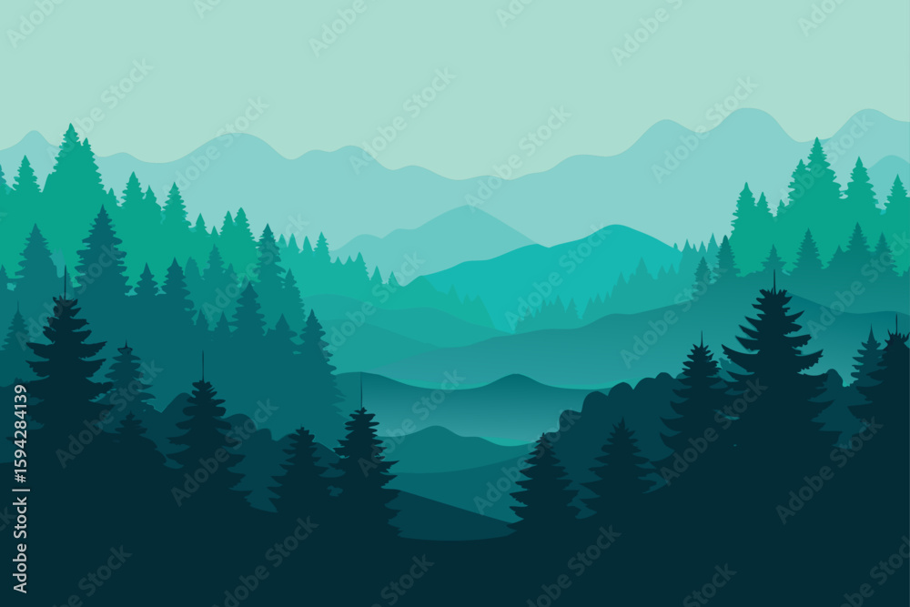 Fototapeta premium forest horizon line with layered depth and fog art