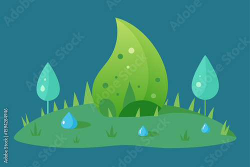 morning dew drops on tiny moss forest