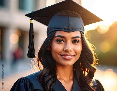 Young woman in graduation gown