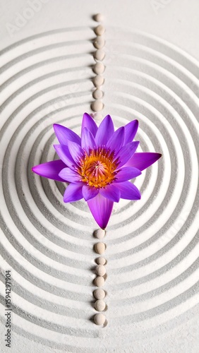 Zen garden with lotus flower