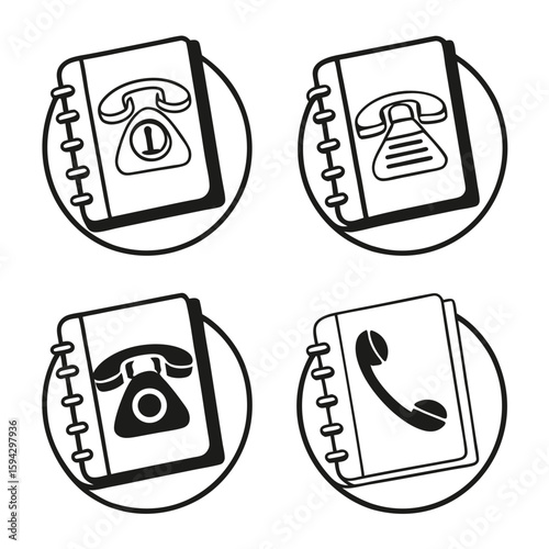 Phonebook icons set illustrations