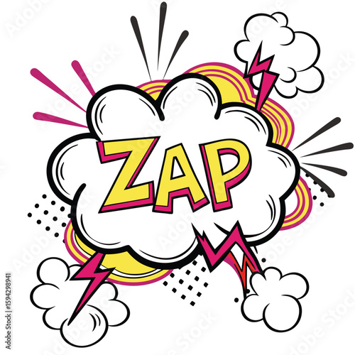 Pop art speech bubble zap