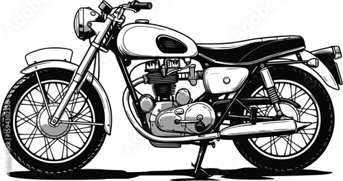 Vintage Motorcycle Vector Silhouette. A vector image of a vintage motorcycle silhouette. Single layer black and white image. EPS version.