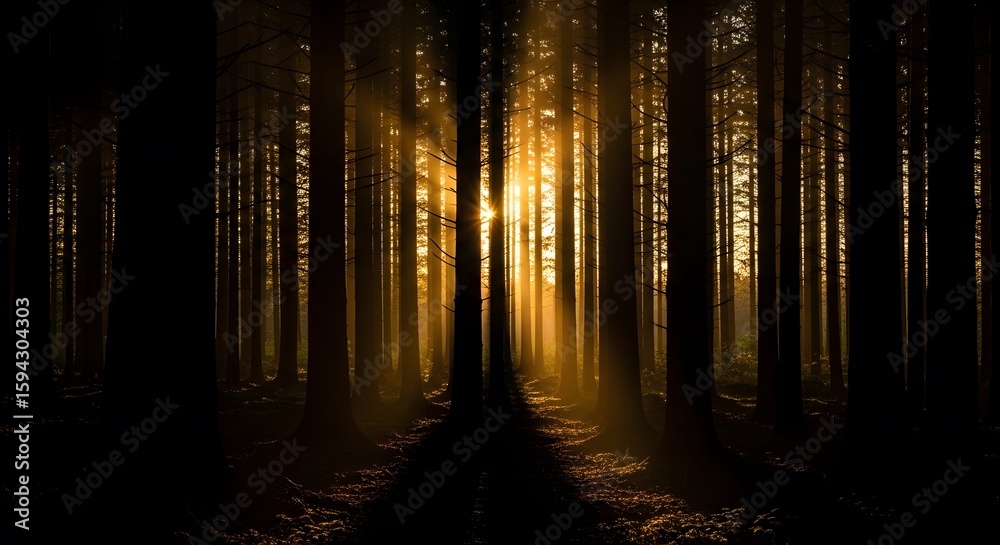 Fototapeta premium Forest Trees with Sunlight