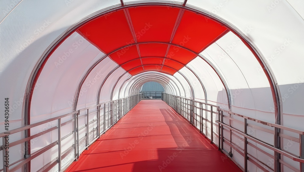 Fototapeta premium Archway pedestrian tunnel, red and white