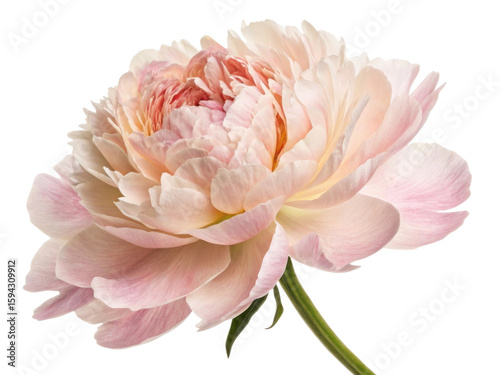 Beautiful peony flower showcases delicate petals in soft pink hues, radiating elegance and charm in any setting