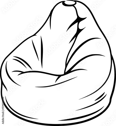 Plush beanbag chair with soft curves and shading furniture comfort