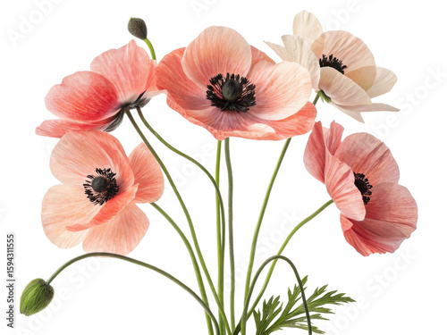 Beautiful poppy flowers in soft hues create stunning bouquet that brings joy and elegance to any setting