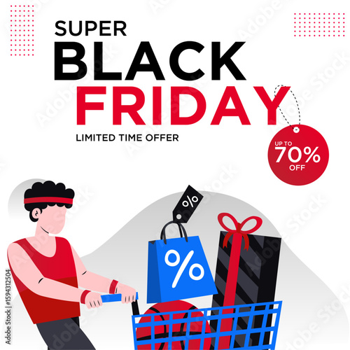 Black Friday Promotion Flyer with Bold Red and White Typography