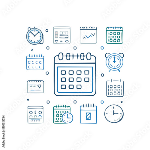 Business icons set with finance symbols for web and mobile design