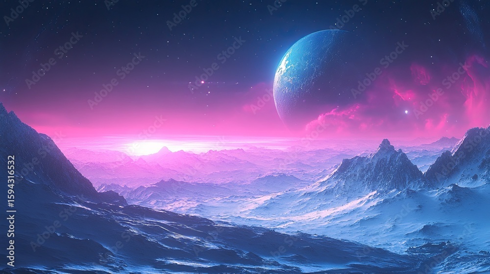 Fototapeta premium Abstract Digital Art of a Sci-Fi Alien Planet 