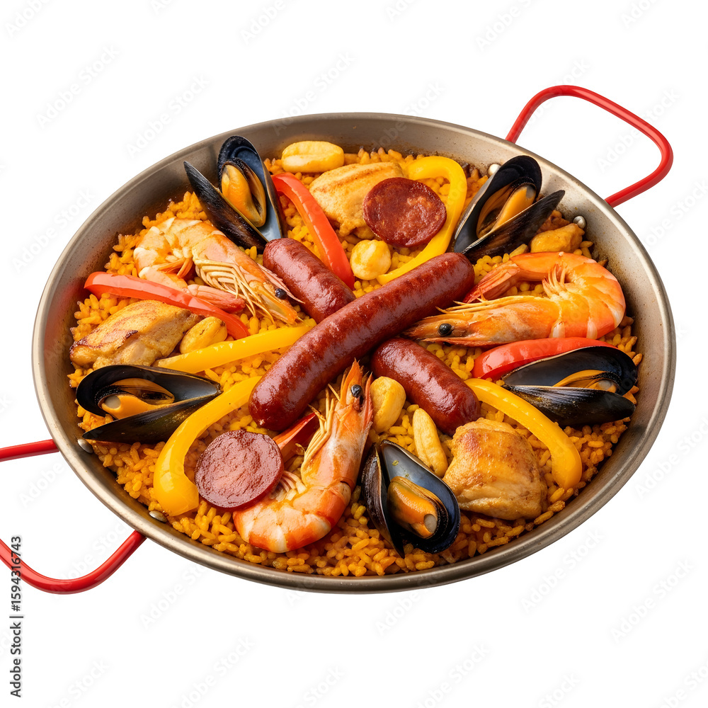 Colorful Paella Dish with Seafood and Chicken. Colorful Paella Dish with Seafood and Chicken.