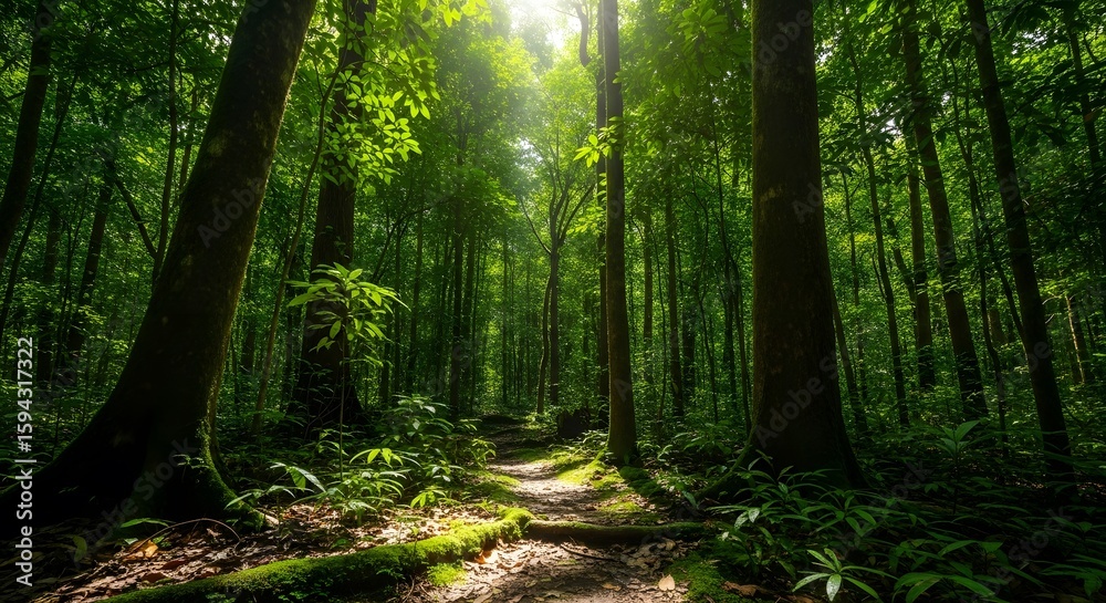 Obraz premium Forest Path Sunlight Green Trees