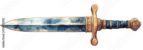 Aged dagger, watercolor style