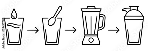 Step by step preparation of a drink steps sequence
