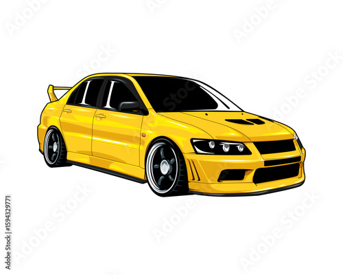 Vector illustration sport japan car JDM style - yellow color