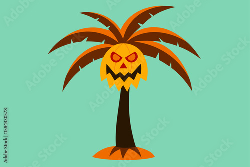 a beachside halloween night with floating ghosts vector illustration