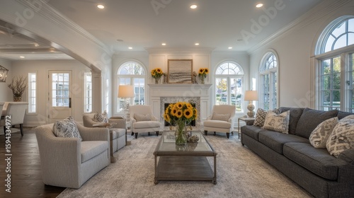 Bright, airy living room with a view.