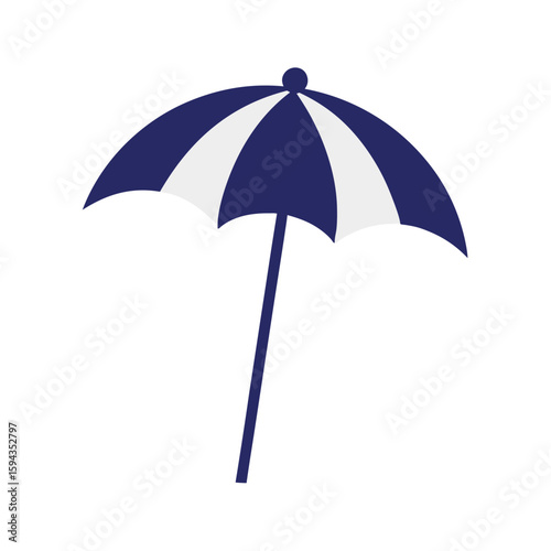 Silhouette of beach umbrella with pole for summer or vacation design on white background  