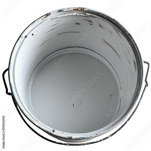 One empty paint bucket isolated on white background