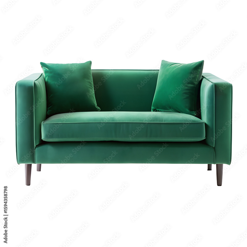 Fototapeta premium Modern Scandinavian Velvet Sofa or Armchair Furniture PNG for Minimalist Decor and Home Design Projects, sofa sets, sectional.
