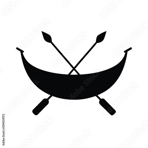 Silhouette of boat with oars on white background watercraft rowing transportation icon
