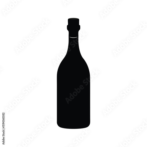 Silhouette of bottle with cork stopper on white background beverage or storage vessel