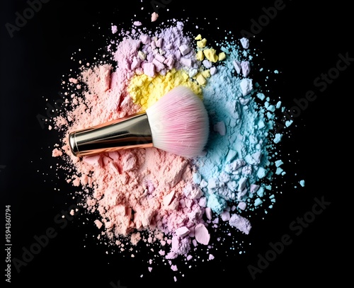 Color Burst: Pastel Makeup Brush and Crushed Pigment Explosion