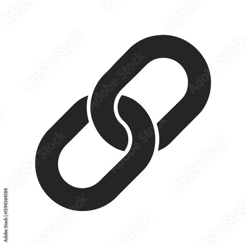 Chain link icon silhouette for connection, security, or hyperlink symbol on white background  