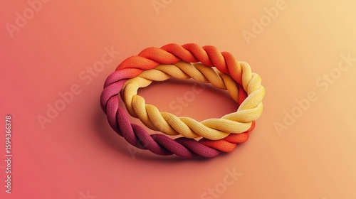 Flat design of two friendship bracelets stacked on a gradient backdrop. 