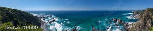 Panoramic 360 degrees view of coastal landscape hdr imagery scenic ocean environment